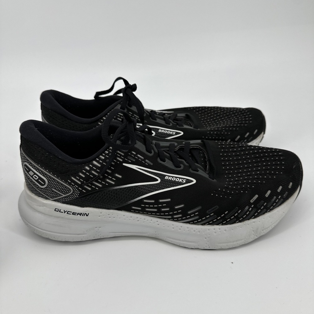 Brooks Glycerin 20 Black/White Lace Up Low Top Athletic Sneaker Women Size 12